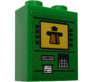 LEGO Vert Brique 1 x 2 x 2 avec Cash Machine Panneau Autocollant avec porte-goujon intérieur (3245)