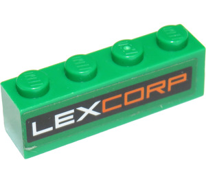 LEGO Vert Brique 1 x 4 avec 'LEXCORP' Autocollant (3010)