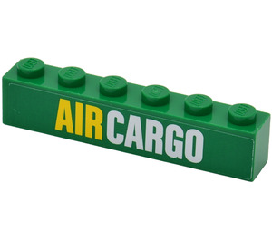LEGO Green Brick 1 x 6 with 'AIR CARGO' Sticker (3009)