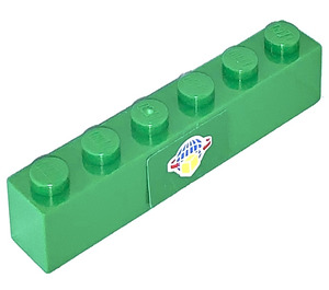 LEGO Vert Brique 1 x 6 avec Boîte, Arrows et Globe Autocollant (3009)