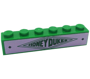 LEGO Green Brick 1 x 6 with Honeydukes in Diamond Shape Sticker (3009)