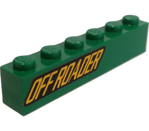 LEGO Green Brick 1 x 6 with Off Roader (Left) Sticker (3009)