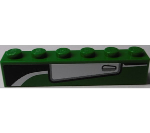 LEGO Vert Brique 1 x 6 avec blanc Porte (La gauche) Autocollant (3009)