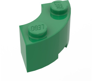 LEGO Green Brick 2 x 2 Round Corner with Stud Notch and Normal Underside (3063 / 45417)