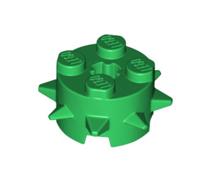LEGO Green Brick 2 x 2 Round with Spikes (27266)