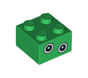 LEGO Green Brick 2 x 2 with Dino Dude Eyes (3003 / 38936)
