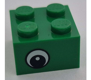 LEGO Green Brick 2 x 2 with Eye on Both Sides with Dot in Pupil (3003 / 88397)