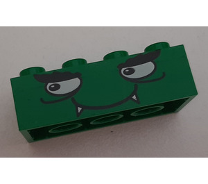 LEGO Green Brick 2 x 4 with Scary Smiling Face (3001)
