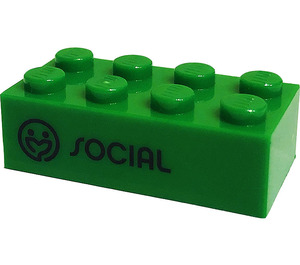 LEGO Vihreä Palikka 2 x 4 jossa 'Soci-al', 'Social' (3001)