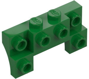 LEGO Grøn Klods 2 x 4 x 0.7 med Foran knops og tykke sidebuer (14520 / 52038)