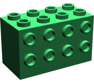 LEGO Green Brick 2 x 4 x 2 with Studs on Sides (2434)