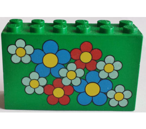 LEGO Green Brick 2 x 6 x 3 with Red, White and Blue Flowers (6213)