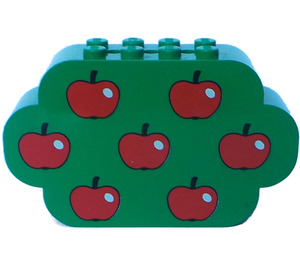 LEGO Vert Brique 2 x 8 x 4 avec Incurvé Ends avec Apples (6214)