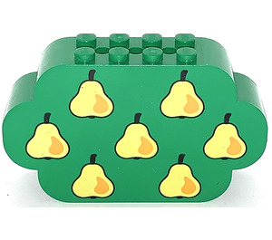 LEGO Green Brick 2 x 8 x 4 with Curved Ends with Pears (6214)