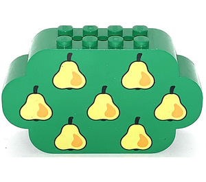 LEGO Verde Mattoncino 2 x 8 x 4 con Estremità curve con Pears (6214 / 82342)