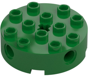 LEGO Green Brick 4 x 4 Round with Holes (6222)