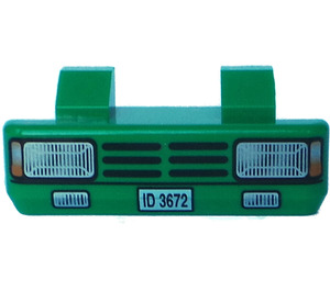 LEGO Green Car Grille 2 x 6 with Two Pins with Headlights and 'ID 3672' (45409 / 46029)