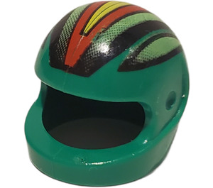 LEGO Green Crash Helmet with Red/Lime Stripes (2446)
