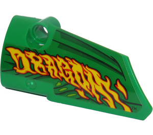 LEGO Green Curved Panel 3 Left with Dragon Teeth Sticker (64683)