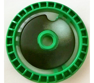 LEGO Green Disk 5 x 5 with Black and White (Pit Droid) with Notched Disk (32439)