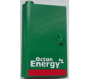LEGO Green Door 1 x 3 x 4 Left with 'Octan Energy' Sticker with Hollow Hinge (3193)