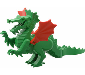 LEGO Grønn Dragon Complete Assembly with Red Wings