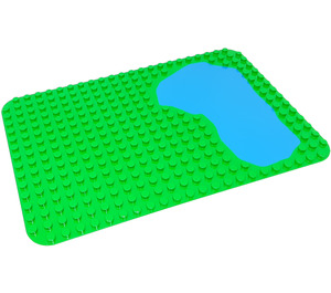 LEGO Green Duplo Baseplate 16 x 24 with Blue Pond Pattern