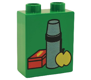 LEGO Vert Duplo Brique 1 x 2 x 2 avec Lunch Boîte sans tube à l'intérieur (4066)