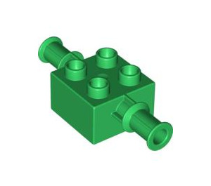 LEGO Green Duplo Brick 2 x 2 with St. At Sides (40637)