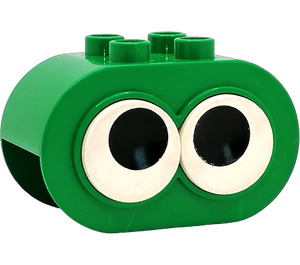 LEGO Green Duplo Brick 2 x 4 x 2 Rounded Ends with Two Adjustable eyes