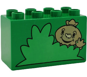 LEGO Vert Duplo Brique 2 x 4 x 2 avec Spud waving, Buisson (31111)