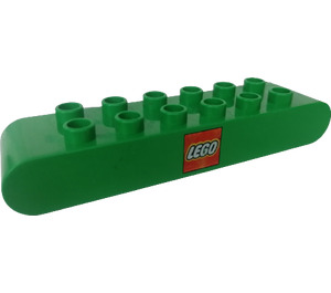 LEGO Green Duplo Brick 2 x 8 Rounded Ends with LEGO Logo (31214)