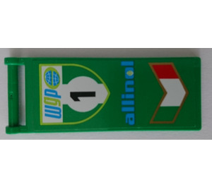 LEGO Green Flag 7 x 3 with Bar Handle with 'WGP 1 Allinol' and Italian Flag Sticker (30292)
