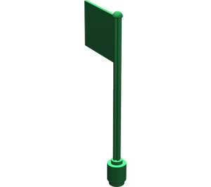LEGO Green Flag on Ridged Flagpole (3596)