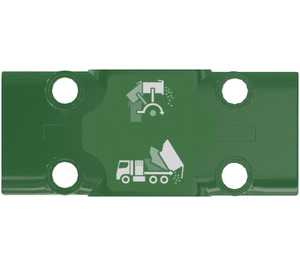 LEGO Green Flat Panel 3 x 7 with White Garbage Truck Tipping Diagram Sticker (71709)