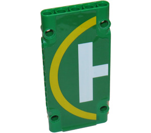 LEGO Green Flat Panel 5 x 11 with Helicopter Landing Pad Half with Letter H Sticker (64782)