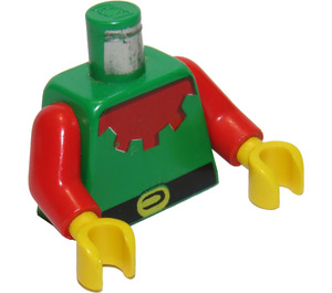LEGO Green Forestman Torso with Maroon Collar and Red Arms (973)