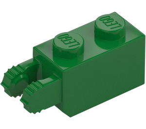 LEGO Green Hinge Brick 1 x 2 Locking with 2 Fingers (Vertical End) (30365 / 54671)