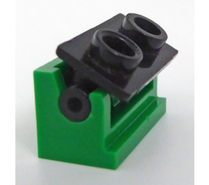 LEGO Vihreä Hinge Brick 1 x 2 with Black Top Plate (3937 / 3938)