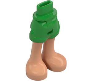 LEGO Green Hip with Rolled Up Shorts with Bare Feet with Thin Hinge