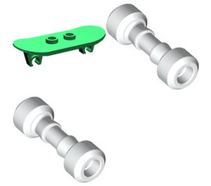 LEGO Vert Minifig planche à roulette avec Deux blanc roues