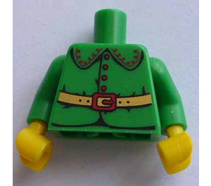 LEGO Grøn Minifig Torso Krave, Gold Bælte og Rød Buckle og 4 Rød Knapper (973)