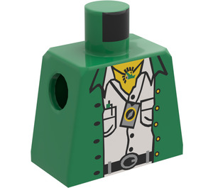 LEGO Green Minifig Torso without Arms with Jacket, White Shirt, and Necklace (973)