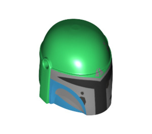 LEGO Green Minifigure Helmet with Mandalorian Female Tribe Warrior Gray and Blue (66492 / 87610)