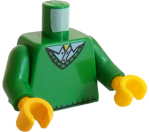 LEGO Zelená Minifigurka Trup s V-neck Svetr over Modrá Collared Košile (76382 / 88585)