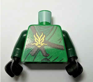 LEGO Zielony Ninjago brązowy Rope Tułów, Gold Medallion z Ciemnozielony Ramiona I Czarny Ręce (973)