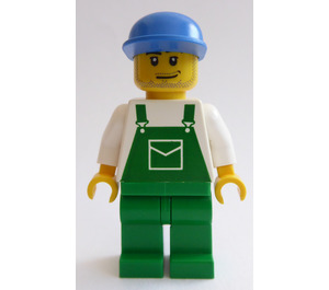 LEGO Green Overalls with Pocket, Green Legs, Blue Hat, Smirk and Stubble Beard Minifigure