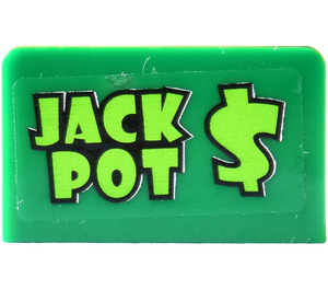 LEGO Vert Panneau 1 x 2 x 1 avec 'JACK POT $' Autocollant avec coins arrondis (4865)