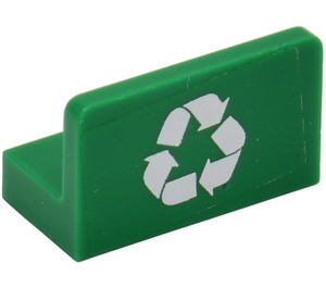 LEGO Green Panel 1 x 2 x 1 with Recycling Logo Sticker with Square Corners (4865)