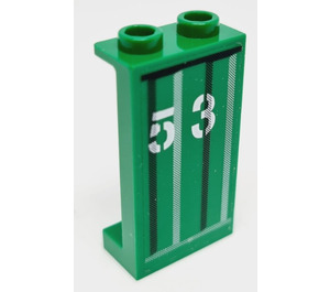 LEGO Green Panel 1 x 2 x 3 with 53 Sticker with Side Supports - Hollow Studs (74968)